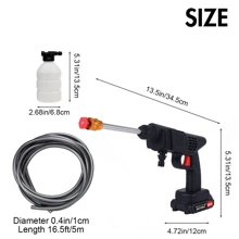 Cordless Car Pressure Washer Water High Power Jet Wash Cleaner Portable 2Battery,High Pressure Water Sprayer,Cordless And Compact Design Makes It Easy To Carry And Operate,It Is The Best Choice For Outdoor Camping And Long Trips. - Black - View 3