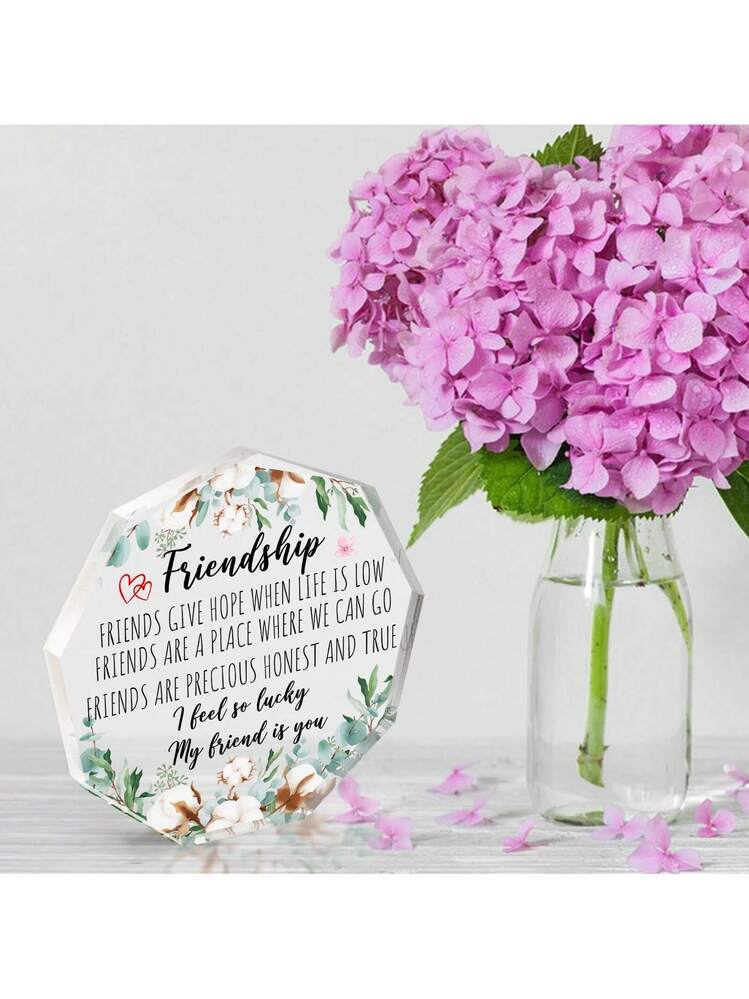 Regalo Di Amicizia Chunful In Acrilico, Forma Nonagon, 15x15 Cm, Con Frase Girasoli, Per Migliore Amica