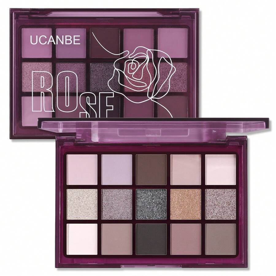 UCANBE Colorful Shimmer Matte Makeup Eyeshadow Palette, 15 Shades Vibrant Pastel Eye Shadow Pallet, High Pigmented Blendable Rainbow Make Up Plattet Kit - 玫瑰調色板 - 查看 1