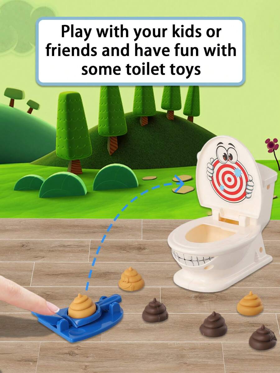 Shoot The Poop - Funny Family Game - Fast And Frenzied Flushing Poop Game With Sounds For Kids - Includes 1 Toilet Bowl, 2 Dexterity Launchers, 6 Soft Plastic Toy Poops, Toys Gift For 3 4 5 6 7 8 9 Years Boys And Girls School Supplies Funny Gifts,Kids Stocking Fillers,Christmas,Boys Presents,Funny Games,Board Games For Kids,Poop Toy,Kids Board Games,Stocking Fillers Christmas - Multicolor - View 1