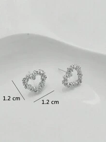 2 Piezas De Moda Con Diseño Calado De Corazón, Aretes De Decoración Para El Uso Diario De La Mujer