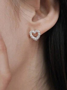 2 Piezas De Moda Con Diseño Calado De Corazón, Aretes De Decoración Para El Uso Diario De La Mujer