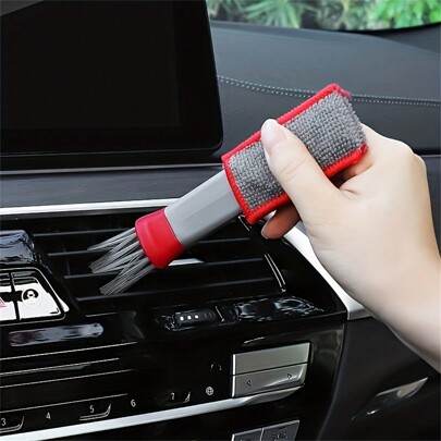 1pc Double Head Brush, Car Air Vent Brush, Conditioner Grille Duster Wipe Auto Detailing Cleaner Car Interior Cleaning  Car