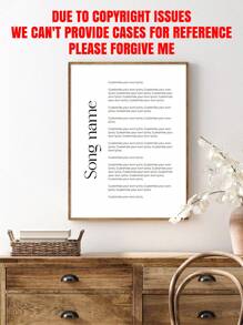 1Pc Lyric Poster | Áp phích âm nhạc | Canvas Lyric bài hát tùy chỉnh | Nghệ thuật treo tường Lyric | Bản in Lyric được cá nhân hóa | Quà tặng cho người yêu âm nhạc | Nghệ thuật treo tường Lyric | Khung tùy chọn - Nhiều màu - Xem 7