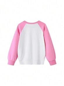 Annil Sudadera con capucha de cuello redondo para niñas, blusa informal con bloques de color elásticos para primavera y otoño, dulce y versátil