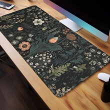 波西米亚风花卉图案大号鼠标垫，黑色办公桌垫，防滑橡胶底座，缝边设计，适用于工作、游戏、居家，是送给青少年/男友/女友的返校礼物，也是游戏鼠标垫、办公桌配件、办公用品、办公桌配件和鼠标垫的理想之选。 - 彩色 - 查看 4