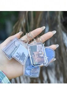 5/10/20/40 piezas Marco de fotos de acrílico transparente en forma octagonal y de corazón para llavero personalizado, gran opción para llaveros de fotos DIY como regalo, adecuado para obras de arte - Ver 2