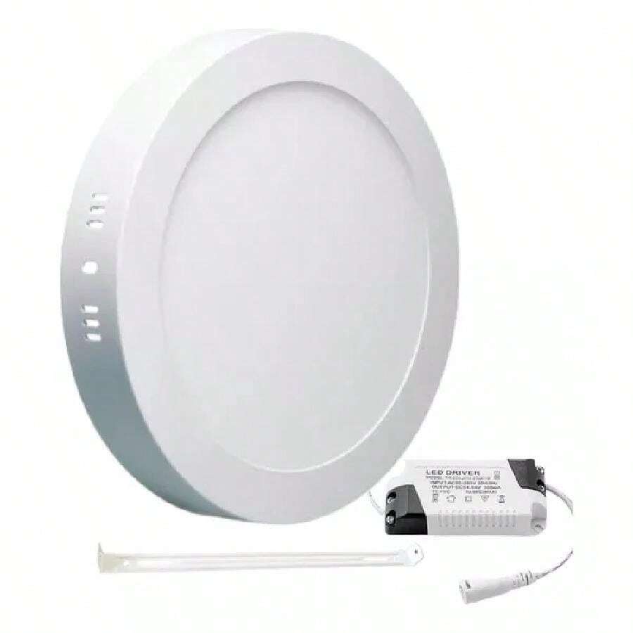 Luminária Painel Plafon Led 12W Redondo Branco Frio 6500k Alumínio Sobrepor - Branco Frio - Visão 1
