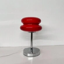 北歐奶油風格現代漢堡牛油玻璃桌燈,極簡床頭燈,臥室裝飾,美學桌燈,桌面裝飾桌燈,三款可調光 - 紅色 - 查看 1