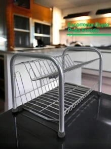 Escorredor de Louças Duplo 2 Andares 13 Pratos 5 Copos Inox - Prata - Visão 1