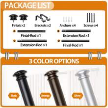 1pc Long Curtain Rods For For Windows, Telescoping Splicing Curtain Rod, 3/4 Drapery Rods With Small Cap Finial, Bronze - Bronze - View 11