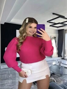 Women Sweaters - 玫紅色 - 查看 2