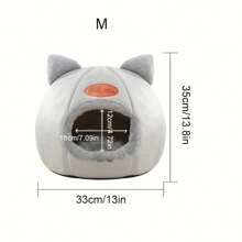 PETSIN 1 件聚酯纤维猫形洞穴床屋，可爱舒适温暖的睡眠角落，适合中小型猫，防滑，室内睡眠四季使用 - 灰色 - 查看 13