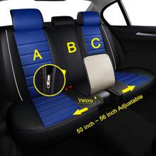 5-Seat Car Seat Covers Full Set Universal Fit PU Leather Automotive Seat Covers For Sedan SUV Truck - 藍色 - 查看 9
