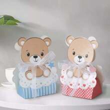 12 piezas Cajas de papel para regalo de dulces, fiesta de cumpleaños de oso de peluche, Día de San Valentín, de vuelta a la escuela