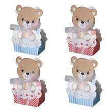 12 piezas Cajas de papel para regalo de dulces, fiesta de cumpleaños de oso de peluche, Día de San Valentín, de vuelta a la escuela