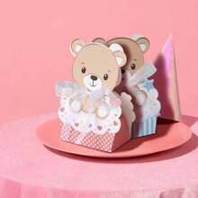 12 piezas Cajas de papel para regalo de dulces, fiesta de cumpleaños de oso de peluche, Día de San Valentín, de vuelta a la escuela