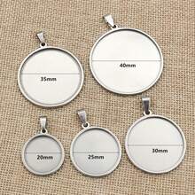 2 Miếng Mặt dây chuyền hình tròn Trống Cơ sở Cái mâm Hình chụp khung viền DIY Làm đồ trang sức Phụ kiện - màu thép - Xem 10