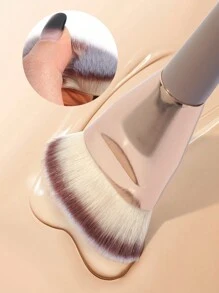MAANGE 1pc Flat Round Top Foundation Brush With Storage Box, Skin-Friendly Makeup Tool, Can Be Used As Foundation, Concealer, Blush, Contour, Bronzer, Powder Brush - Champagne - View 8