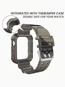 2 In 1 Crystal Clear Band With Bumper Case Compatible With Apple Watch 38/40/41/42/44/45/46/49mm,Jelly Sports Protective Replacement Wristband Strap Compatible With IWatch 10/9/8/7/6/5/4/3/2/1/SE Women Man