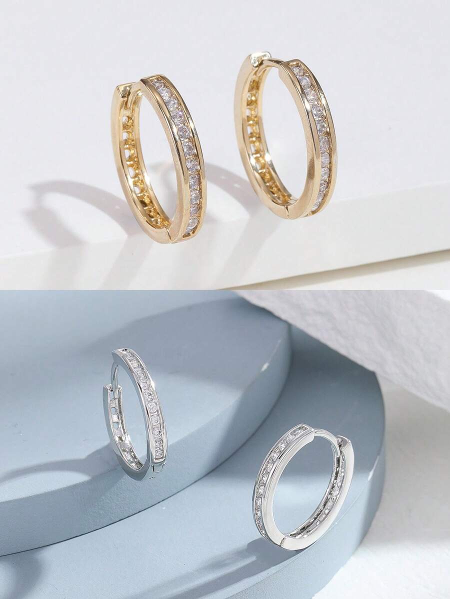 1 đôi Bông tai hình chữ C Zirconia đơn giản, khí quyển, thanh lịch, sang trọng, đáng yêu, sáng bóng dành cho phụ nữ và trẻ em gái. Thích hợp cho mùa tốt nghiệp, kỳ nghỉ, tiệc bãi biển, tụ tập, đám cưới, phù dâu, sinh nhật, cầu hôn, cặp đôi, ngày nhà giáo, ngày của mẹ, ngày lễ tình nhân, lễ hội nữ thần, quà tặng - Vàng - Xem 1