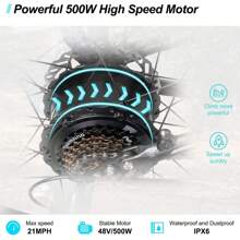 HILAND Rockshark Electric Mountain Bike For Adults, 26"X4" Fat Tire E-Bike With 500W Motor & 48V 10.4Ah Battery, Dual Suspension Fork With Lock-Out, Shimano 7-Speed Beach/Snow Men's E-MTB. - 灰色 - 查看 4