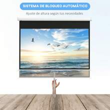 HOMCOM Pantalla de Proyector Manual 80 Pulgadas Pantalla de Proyección Portátil Formato 16:9 con Altura Ajustable para Interior y Exterior Cine en Casa Patio 172x96 cm Blanco - Blanco - Ver 6