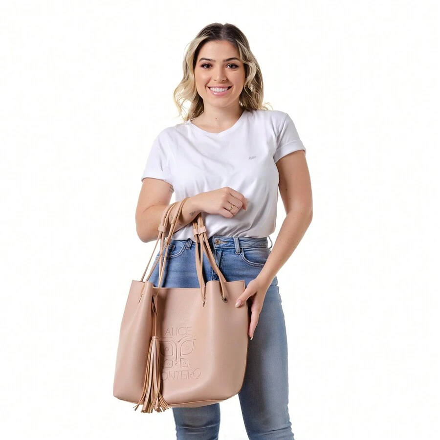 Women Tote Bags - 米色 - 查看 1