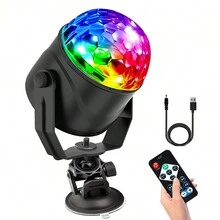 7 Colors Strobe Light Sound Activated Stage With Remote Control Disco Ball Lamps For Birthday - Black - View 5