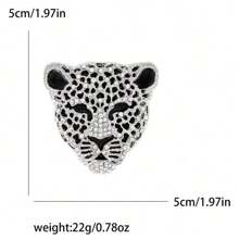 1pc Vintage Fashionable Rhinestone Leopard Head Shape Alloy Brooch, Multi-Purpose Animal Pin Badge - Apricot - View 4