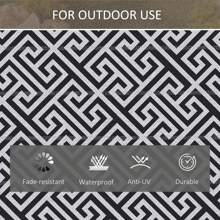 Outsunny 182 X 274 Cm(6x9ft) Outdoor Rug Reversible Mat Plastic Straw Rug Portable RV Camping Mat For Garden Deck Picnic Indoor, Black & White - Black - View 2