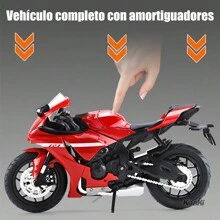 KEAKI 1:12 Coleccion Escala Metal Moto Juguete Yzf-R1 Luz Y sonido Con Base 17CM - Negro - Ver 7