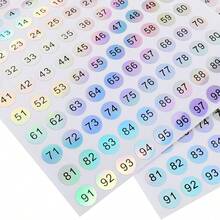 10 Sheets 1 To 100 Reflective Laser Small Round Consecutive Numbers Stickers Self Adhesive Inventory Storage Organizing Label Stickers 2/5 Inch For Home School Office Decoration - Baby Blue - View 4