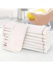 1pc Rainbow Antibacterial Kitchen Dish Towel Cloth, Thick Absorbent Dish Rag With No Fluff, Oil Resistant & Multi-Layered Material Kitchen Cleaning Tool - White - View 1