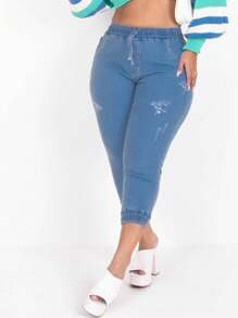 Plus Size Jeans - 藍色 - 查看 5