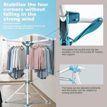 JOESTAR Clothes Drying Rack Indoor Outdoor, Clothes Horse Laundry Racks Foldable With 4 Arms For Hangers, Adjustable Height 110-180cm. Halloween Decorations Halloween Costumes Autumn Decor Festival Decor - Silver - View 5