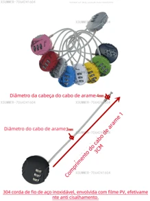 1 Peça  Fechadura Eletrônica Com Senha Cadeado De Combinação Bloqueio De Código Com Cadeado Para Mala De Viagem.MMS03 - Preto - Visão 4