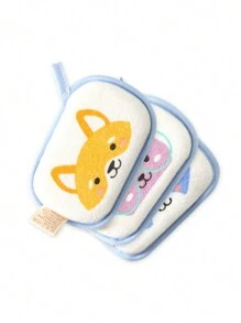 1入組可愛的狗貓嬰兒用身體海綿刷,可掛式泡沫球,吸水透氣 - 黃色 - 查看 6