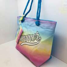 Bolsa Praia Tecido Com 3 Cores Summer - Malva - Visão 2