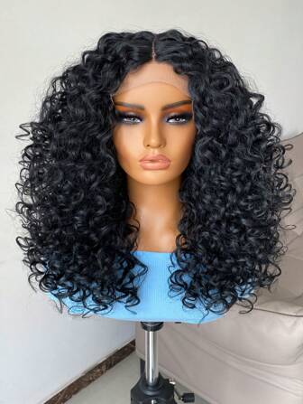 20 Inch Long Curly Lace Front Wigs Synthetic T-Part 13X4.5X1 Highlight Female Lace Wig 100%Heat Resistant Fiber