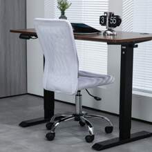 Vinsetto Mesh Office Chair, Desk Chair, Armless Swivel Computer Chair With Rolling Wheels For Study And Work - White - View 7