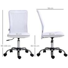 Vinsetto Mesh Office Chair, Desk Chair, Armless Swivel Computer Chair With Rolling Wheels For Study And Work - White - View 3
