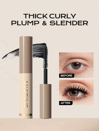 MISTINE Mascara a prueba de agua con volumen y longitud 2g, rizado y elevación, sin grumos, a prueba de manchas negras, mascara sin crueldad y vegana, mascara natural negra 1 pieza