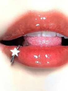 1入組不需要打洞的假唇環唇夾,星形設計,不褪色,不滑動的不鏽鋼個性朋克風格 - 銀色 - 查看 2