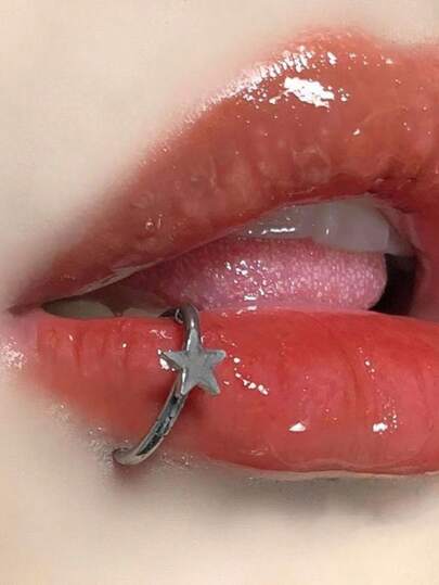 1 Pieza Falso Aro De Labio Sin Perforación, Diseño De Estrella, No Se Decolora, Clip De Acero Inoxidable Antideslizante Estilo Punk Personalizado