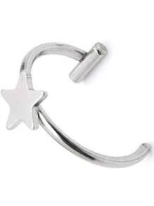 1入組不需要打洞的假唇環唇夾,星形設計,不褪色,不滑動的不鏽鋼個性朋克風格 - 銀色 - 查看 3