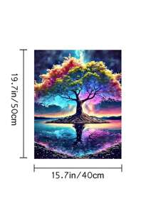 成人数字油画画布，成人数字油画，成人数字油画套装，用于房间装饰，理想的礼物 15.7*19.7 英寸，无框架-生命之树（15.7x19.7 英寸）无框架