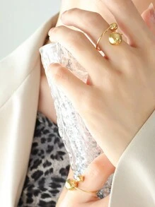 1 Miếng Tối giản Linh hoạt Phong cách ins Creative Nhỏ bé Và Lớn Thiết kế Mở điều chỉnh Nhẫn Đối với Của phụ nữ Thời trang Thép không gỉ Vòng cửa tay áo - vòng mở - Xem 3