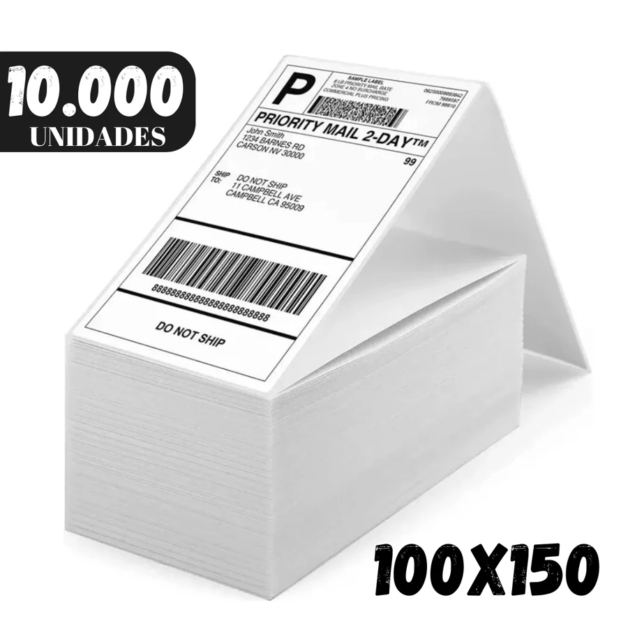 10000 Etiqueta Térmica Resma De Qualidade 100x150mm 10x15 Sem Ribbon - Branco - Visão 1