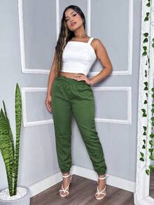 Women Pants - 軍綠色 - 查看 3